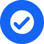 A blue circle with a white checkmark in the center, symbolizing verification or approval, conveys reliability and trust similar to the assurance you get from our roadside assistance service.