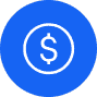 Blue circular icon featuring a white dollar sign in the center, symbolizing opportunities to sell your junk car with ease.